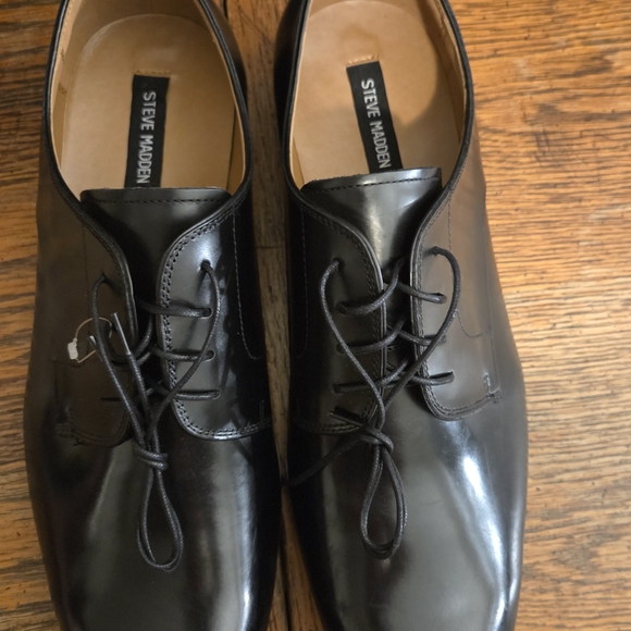Steve Madden Mens Black Leather Derby Dress Shoes Lace Up Size 14 Nwt - Picture 3 of 10